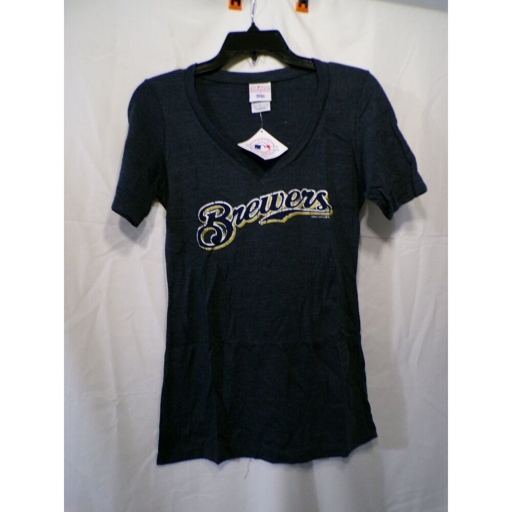 Country Lifestyle Women's M Navy Brewers V Neck T-Shirt Team Graphic